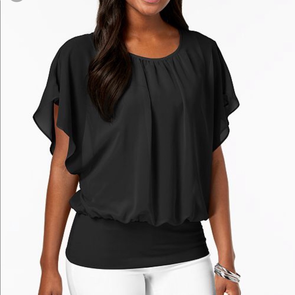 Petite Banded-Hem Blouson Top